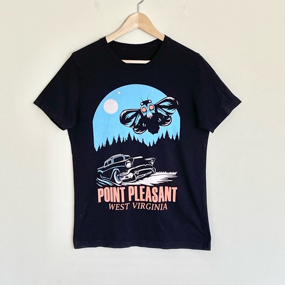 Mothman Point Pleasant West Virginia Graphic Black T Shirt Adult Size Medium - Picture 2 of 9